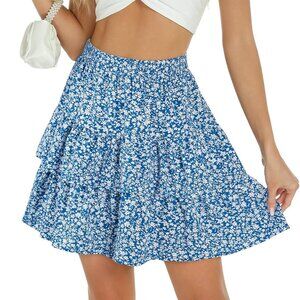 Ruffle Mini Skirts for Women 2025 High Waist Flowy Summer Vacation Casual Beach